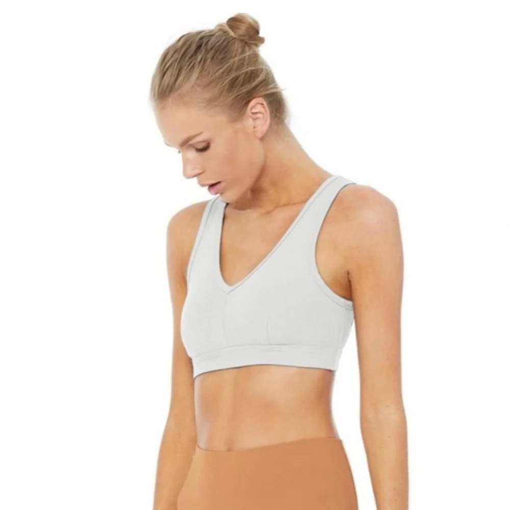 ALO Yoga Togetherness Ribbed Gray Sports Bra